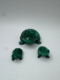 Three Malachite Frog Carvings