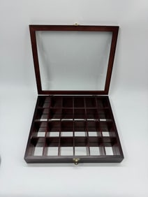 Wood & Glass Display Case with Compartments