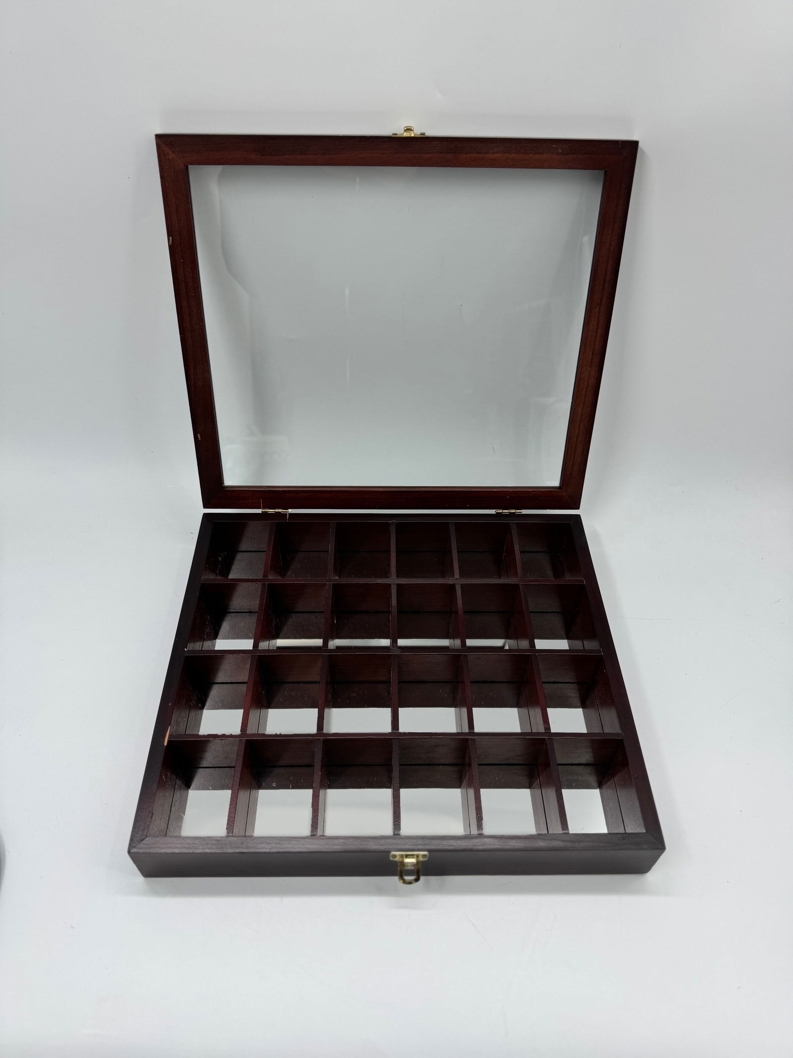 Wood & Glass Display Case with Compartments (1 of 2)