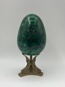 Large Malachite Egg on Brass Stand