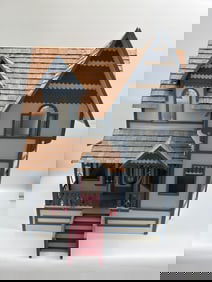 Handcrafted Victorian-Style Dollhouse with Shingled Roof