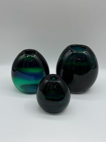 Contemporary Romanian Hand Blown Art Glass Vases
