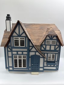 Handcrafted Tudor-Style Dollhouse with Chimney