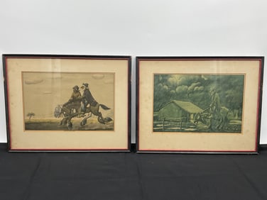 Florencio Molina Campos Caricature Prints (Set of 2)