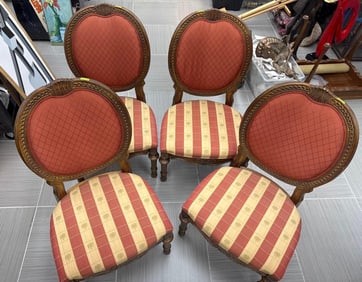 Set of Four Vintage Drexel Heritage Talavera Dining Chairs w/ Palm Tree Motif