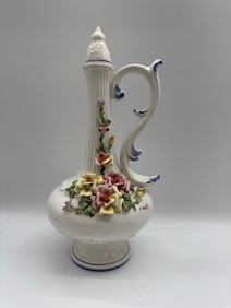 M. Moretto Italian Porcelain Floral Pitcher