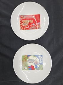 Set of Two Pottery Barn Aloha Girls Recipe Plates