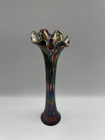 Tall Black Iridized Glass Vase