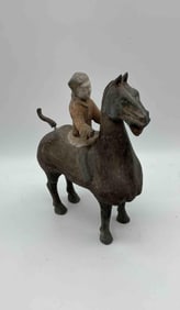 Chinese Style Terracotta Horse and Rider Figure