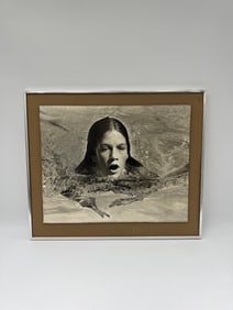 Framed B&W Photograph of Woman in Water