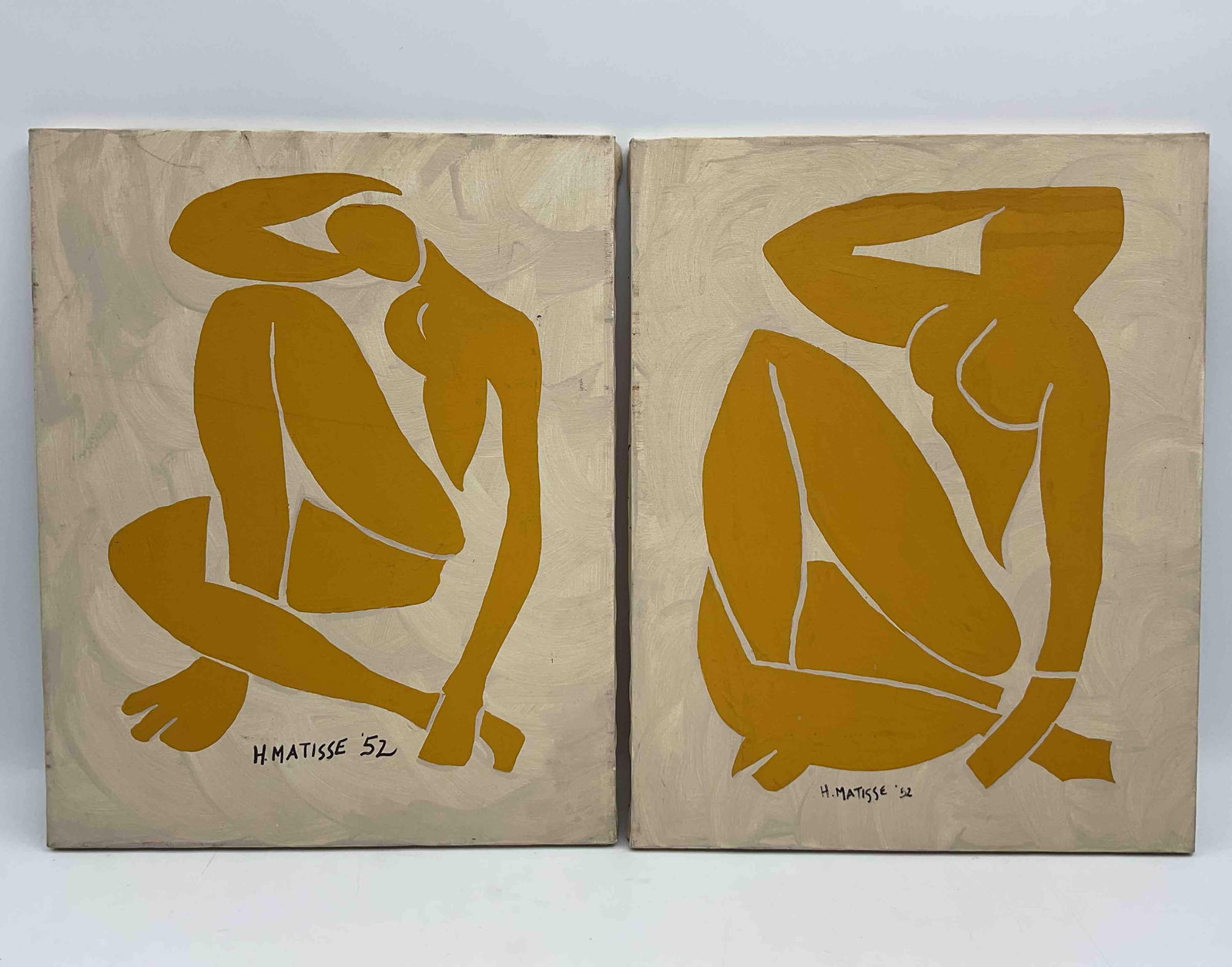 Pair of Henri Matisse reproductions: Henri Matisse reproduction prints. Modernist figural print of woman Dimensions: H20in L16in each