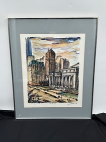 "Public Library at 5th Ave" by Jill Sutcliffe (American) Watercolor