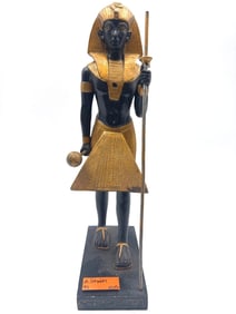 Egyptian Pharaoh Tutankhamun Statue with Staff and Orb