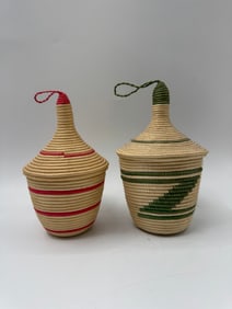Pair of Woven Lidded Baskets