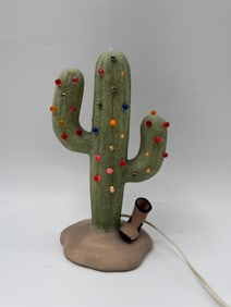 Ceramic Cactus Lamp with Lights