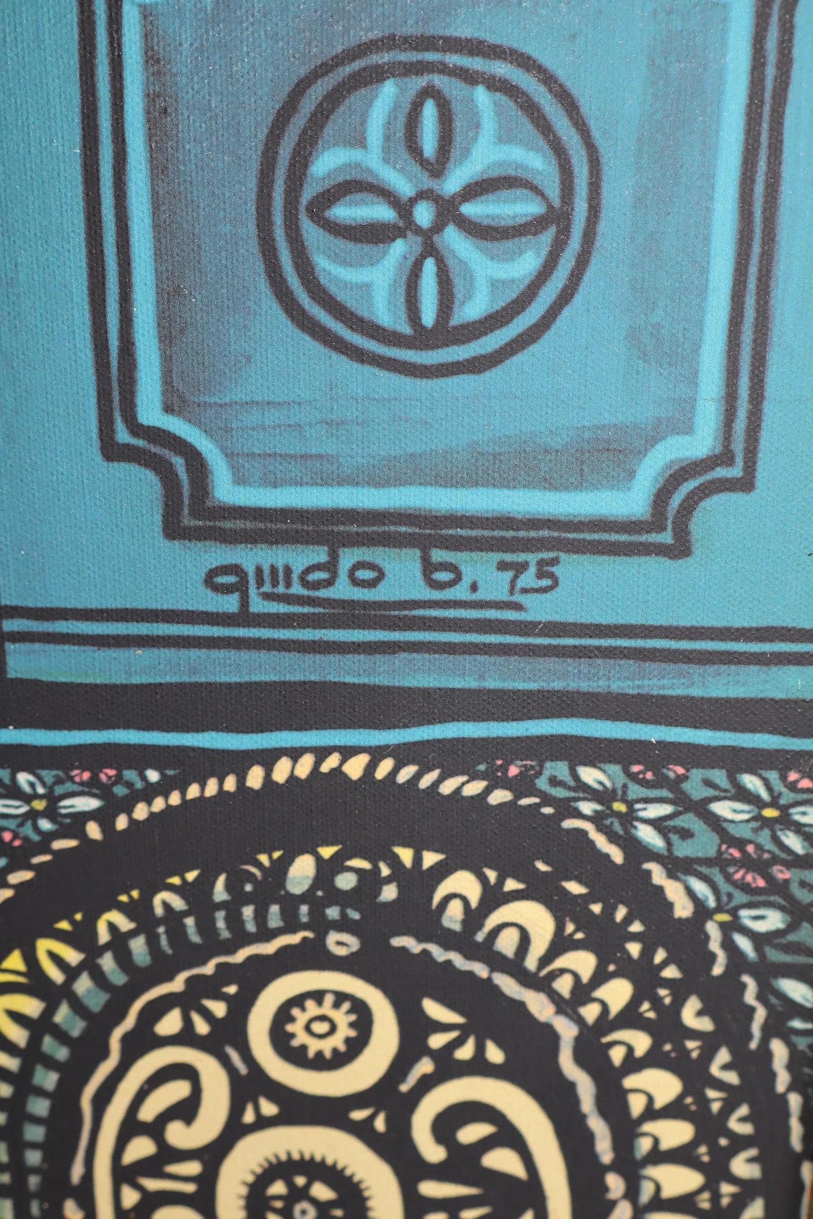 Guido Betancourt (Cuban) Giclée Print on Canvas – Religious Artwork: This striking artwork by Cuban artist Guido Betancourt depicts a religious figure in a radiant, ornate setting, exuding deep spiritual significance. The intricate details and rich colors showcase Beta