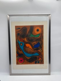 "Organic abstraction" by Gustave Singier ( Belgium. 1909-1975) Lithograph
