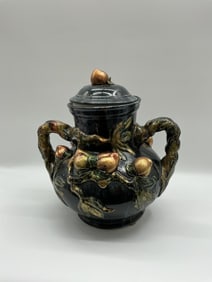 Decorative Lidded Vessel with Floral Design
