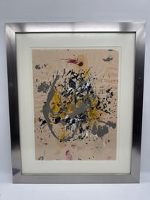 Abstract Expressionist Composition with Yellow and Gray by Carlos Felix (Mexico, B. 1981)