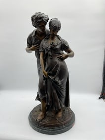 Romantic Bronze Lovers Sculpture of Young Couple