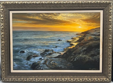 Coastal Sunset by Pamela Jekel (American, b.1948) Oil on Canvas