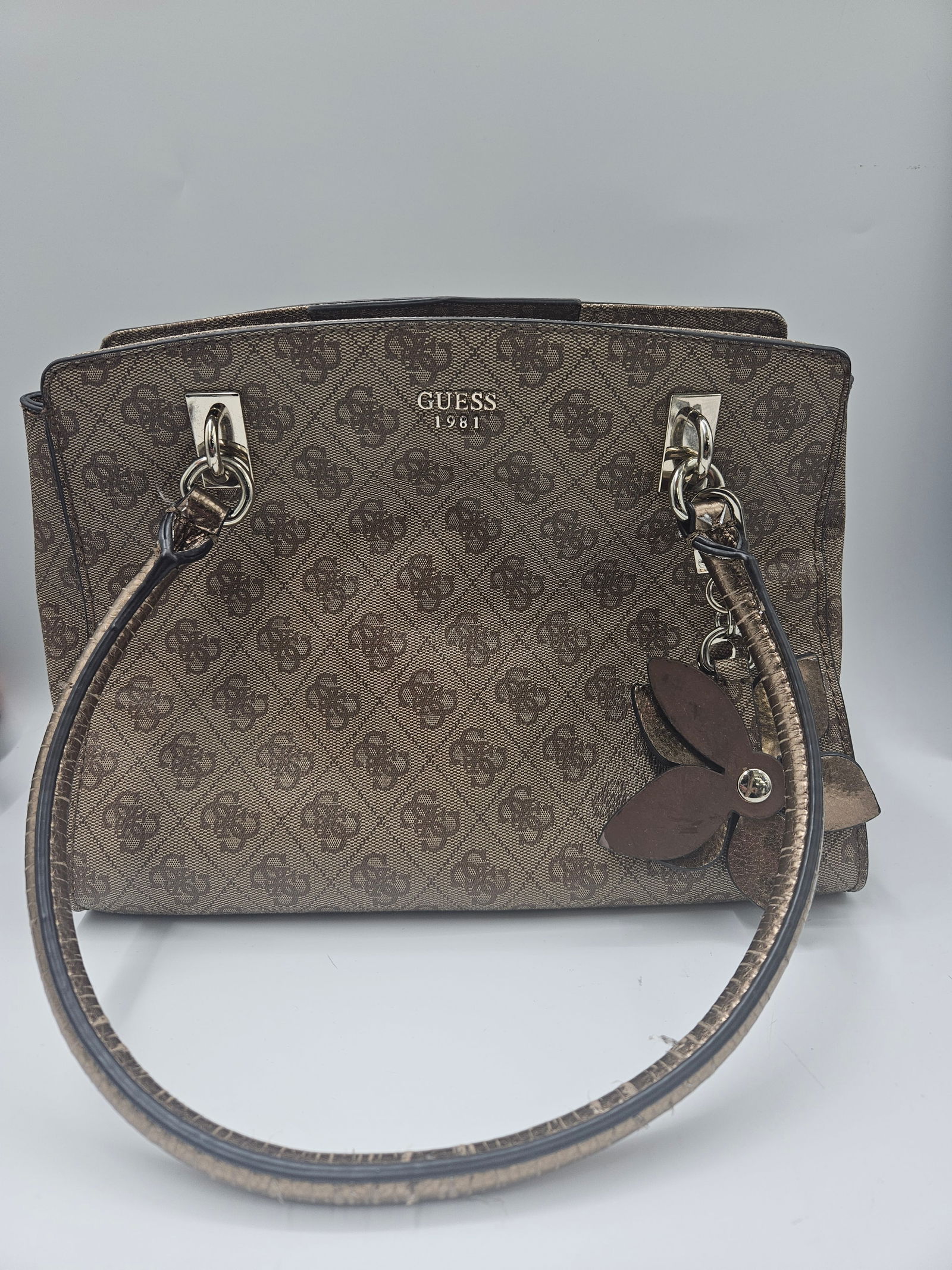 Guess Monogrammed Brown Tote Handbag (1 of 6)