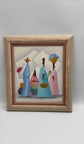 Group of Women with Baskets by J. Rocha (Haitian)