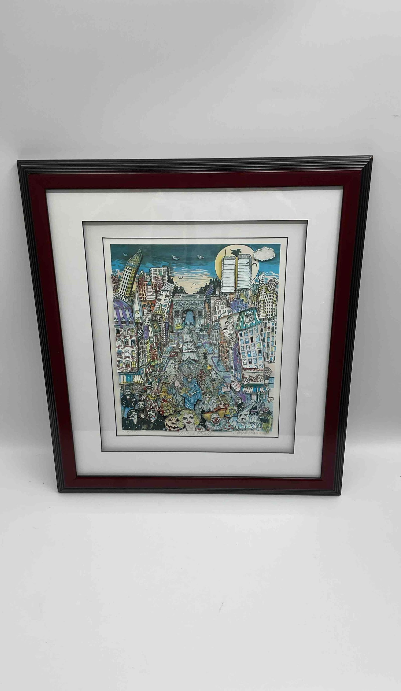 "Village Parade" by Charles Fazzino (American, b.1955) Serigraph: Description: Colorful and detailed 3D pop art piece by Charles Fazzino portraying a lively New York Village parade. Features whimsical characters, floats, and city landmarks in his signature vibrant s