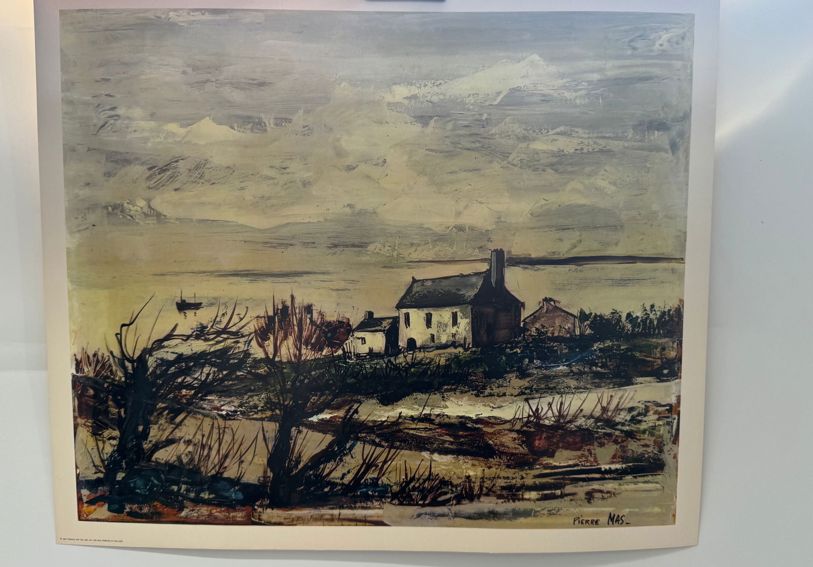 Pierre Mas Print, Coastal Scene with Buildings (1 of 2)