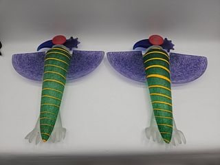 Pair of Borowski Glass Dragon Sconces