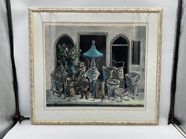 Marketplace Window by Yosl Bergner (Israel, 1920-2017) Lithograph
