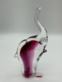 Murano Style Art Glass Elephant Figurine