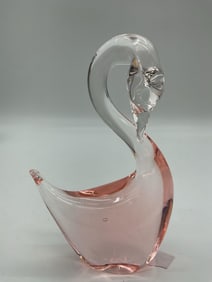 Murano-inspired. Pink Art Glass Swan Figurine
