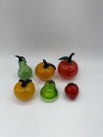 Set of Six Small Murano Glass Fruit Figurines
