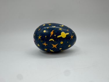 Painted Decorative Egg with Celestial Design