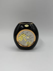 Japanese Chokin Art Vase - Floral & Bird Design