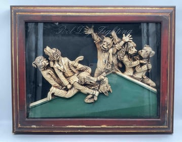 Pool Dog Fighting Relief Art
