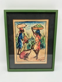 Market Scene Haitan Watercolor By Jaquez