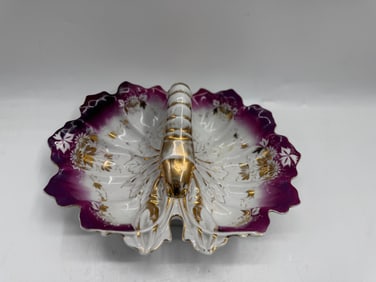 Porcelain Lobster Dish with Purple and Gold Accents