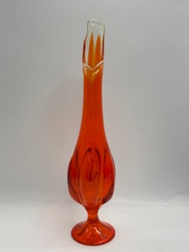 Orange Cased Swung Glass Bud Vase