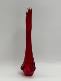 Ruby Red Art Glass Swung Vase