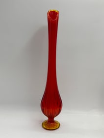 Murano Style Red Swung Glass Bud Vase