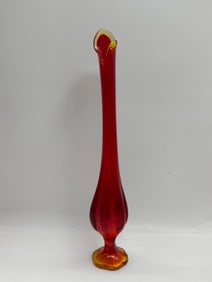 Blown Glass Swung Vase, Red and Yellow