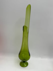 Mid-Century Modern Green Swung Glass Vase