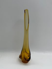 Mid-Century Modern Amber Swung Glass Vase