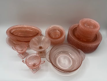 "Miss America" Pattern Pink Depression Glass - Vintage - 32 Pieces