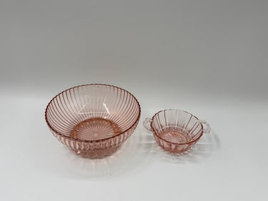 Two Pink Depression Glass Bowls