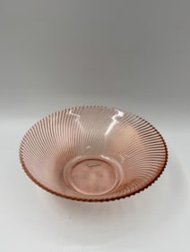 Pink Depression Glass Bowl, Swirl Design