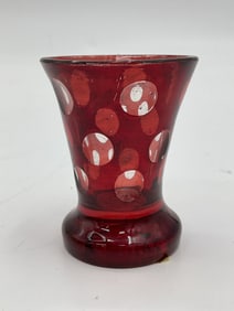 Bohemian Ruby Red Cut to Clear Shot Glass