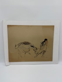 Drawing of Figure with Donkey by Papas